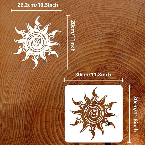 FINGERINSPIRE Fancy Sun Painting Stencil 11.8x11.8 inch PET Hollow Out Sun DIY Craft Stencil Template for Painting on Wood Signs, Wall, Tiles, Canvas, Furniture in Kuwait