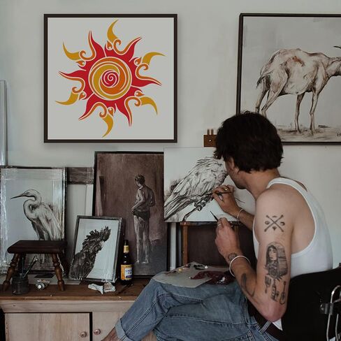 FINGERINSPIRE Fancy Sun Painting Stencil 11.8x11.8 inch PET Hollow Out Sun DIY Craft Stencil Template for Painting on Wood Signs, Wall, Tiles, Canvas, Furniture in Kuwait
