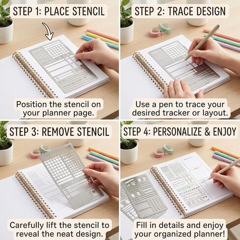 3PCS Metal Journal Stencils, Stencils for Painting Set, Reusable for Bullet Journaling, Planning, and Creative Projects in Saudi Arabia