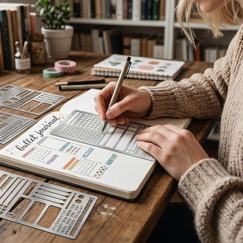 3PCS Metal Journal Stencils, Stencils for Painting Set, Reusable for Bullet Journaling, Planning, and Creative Projects in Saudi Arabia