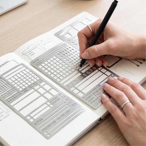 3PCS Metal Journal Stencils, Stencils for Painting Set, Reusable for Bullet Journaling, Planning, and Creative Projects in Saudi Arabia