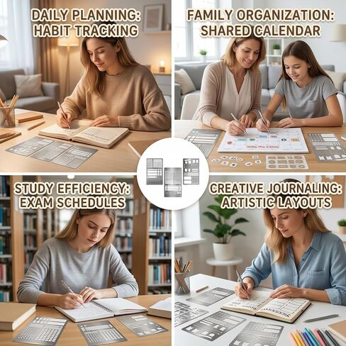 3PCS Metal Journal Stencils, Stencils for Painting Set, Reusable for Bullet Journaling, Planning, and Creative Projects in Saudi Arabia