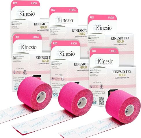 Kinesio Taping - Elastic Therapeutic Athletic Tape Tex Gold FP - Red – 2 in. x 16.4 ft - 6 Pack in Kuwait
