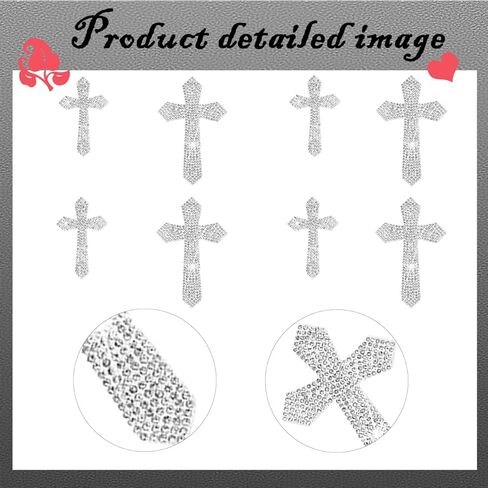 8 PCS Christian Cross Car Decals,Waterproof Silver Bling Crystal Rhinestone Car Stickers,Self-Adhesive Glitter Auto Emblem Decals Decoration for Bumper Window Laptops Luggage Helmet,2 Size in Saudi Arabia
