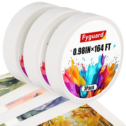 3 Rolls Artist Tape 0.98IN × 492 FT Total Watercolor Tape, Acid Free Artist Tape for Watercolor Paper Painting Masking Framing, 3 Rolls × 0.98IN × 164 FT in Saudi Arabia