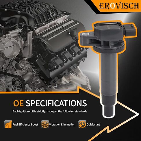 حزم ملف الإشعال UF316 OEM (مجموعة من 4) - متوافقة مع 2004-2006 Scion xA xB 2005-2019 Toyota Echo Prius C Yaris Hatchback - محرك L4 1.5L - يستبدل # 90919-02240 C1305 5C1293 in Kuwait