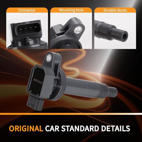 حزم ملف الإشعال UF316 OEM (مجموعة من 4) - متوافقة مع 2004-2006 Scion xA xB 2005-2019 Toyota Echo Prius C Yaris Hatchback - محرك L4 1.5L - يستبدل # 90919-02240 C1305 5C1293 in Kuwait