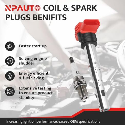 Ignition Coil Pack and Spark Plugs fit for 2.0T Turbo VW Jetta Passat GTI Tiguan CC Beetle Eos Golf, Audi A4 Quattro Q5 A5 A3 TT, A4 Allroad 2.0 2006 2007 2008 2009 2010 2011 2012 2013 2014, UF529 in Kuwait