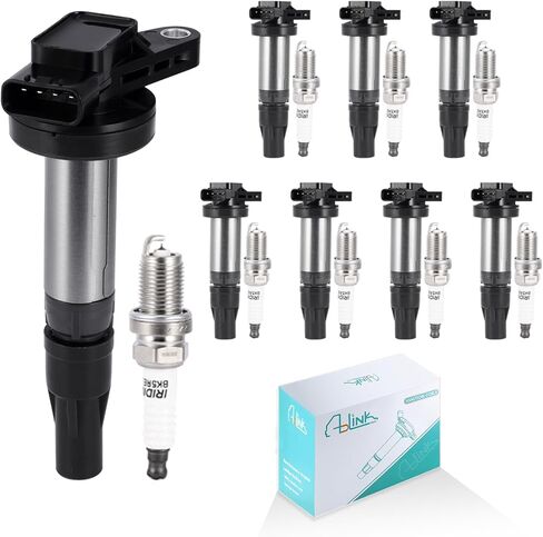 AULINK UF519 Ignition Coil Pack 8PCS & BKR5EGP Spark Plugs 4.0L 4.2L 4.4L For Jaguar S-Type Super Vanden Plas XF XJ8 XJR XK XK8 XKR,For Land Rover LR3 Range Rover Sport 2003-2010, E1019 5C1420 in Kuwait