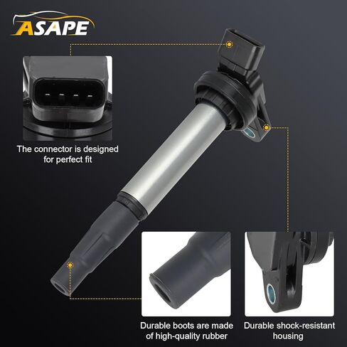 ASAPE Set of 4 Ignition Coil Pack with 4*Spark Plug Fit for 2009-2017 for Toyota Corolla 1.8L 2009-2014 for Toyota Matrix 1.8L 2009-2010 for Pontiac Vibe 1.8L, Replace UF596 in Kuwait