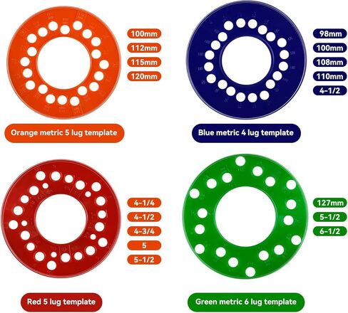 Wheel Bolt Pattern Template Tools Compatible with Cars & Trucks, Fits for Accurately Measure Your Wheel Lug, for Measure The Layout Pattern of 4, 5 Or 6 Lug Setups in Kuwait