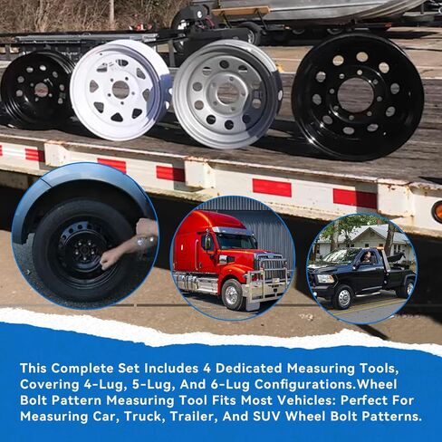 Wheel Bolt Pattern Template Tools Compatible with Cars & Trucks, Fits for Accurately Measure Your Wheel Lug, for Measure The Layout Pattern of 4, 5 Or 6 Lug Setups in Kuwait
