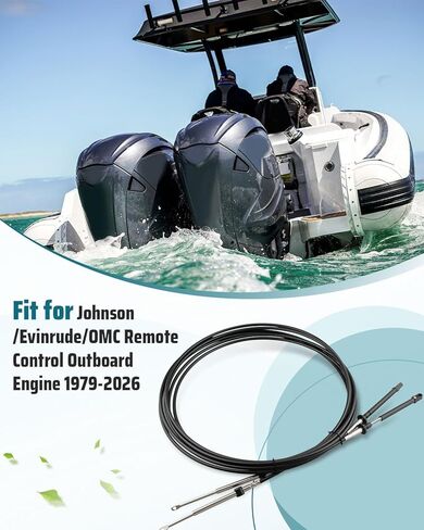 2Pcs 15FT Boat Throttle Shift Remote Control Cable Fit for Johnson/Evinrude/OMC Remote Control Outboard Engine 1979-2026 Replace 0173115 173115 in Saudi Arabia