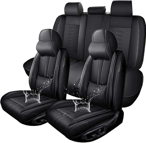 Full Set Leather Seat Covers for Honda CR-V CRV 2007-2024 2025,Breathable and Waterproof Faux Leather Automotive Seat Cover,Full Wrapping Edge Car Seat Cushion Covers(Black Gray,with Pillows) in Saudi Arabia