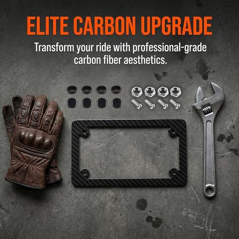 Motorcycle Carbon Fiber License Plate Frame,Stainless Steel Motorcycle License Plate Frame Kit Includes Screws,Nuts,Screw Covers,Personalized Motorcycles Plates Frames Kit in Saudi Arabia