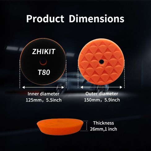 5 Pcs 5 Inch Buffing Pads, Polishing Pads 5.9 Inch 150mm Face for 125mm Backing Plate, Triangular Foam Polishing Pad Kit, Suitable for Car Polishing and Waxing Cushion Pads in Saudi Arabia