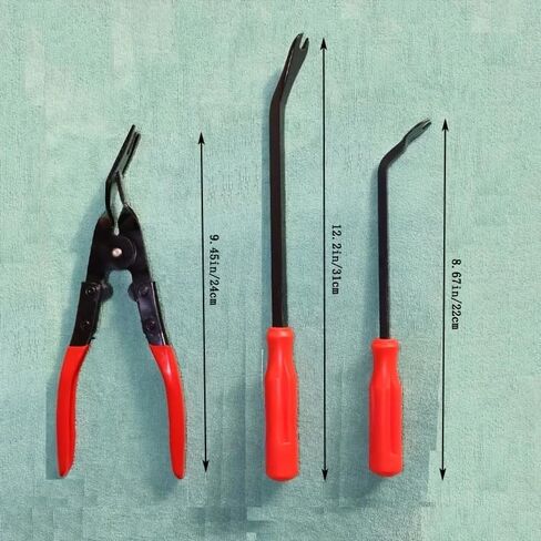 3PCS Car Clip Remover Tool Set - Auto Trim & Fastener Removal Pliers, Pry Tool Kit for Car Door Panel, Dashboard, Interior Repair (Red) in Kuwait