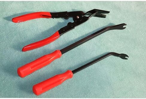 3PCS Car Clip Remover Tool Set - Auto Trim & Fastener Removal Pliers, Pry Tool Kit for Car Door Panel, Dashboard, Interior Repair (Red) in Kuwait
