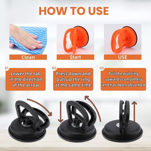4PCS Car Dent Puller Tools,Suction Cup Dent Removal Kit,Frosted Dent-Puller Suction Cup,Dents Fixer for Car,Car Dents Suction Puller(Black+Orange+Yellow) in Saudi Arabia