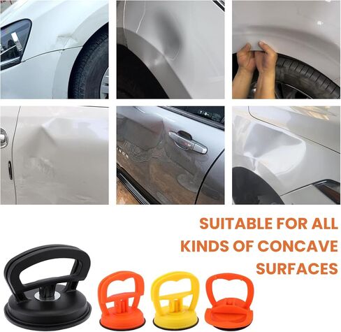 4PCS Car Dent Puller Tools,Suction Cup Dent Removal Kit,Frosted Dent-Puller Suction Cup,Dents Fixer for Car,Car Dents Suction Puller(Black+Orange+Yellow) in Saudi Arabia