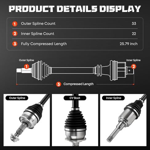 Front Left CV Axle Shaft Assembly 1.4L Fits for Chevrolet Cruze 2016-2019, Only for Automatic Transmission, 1 PC CV Axle Shaft Assembly 66-1647 in Saudi Arabia