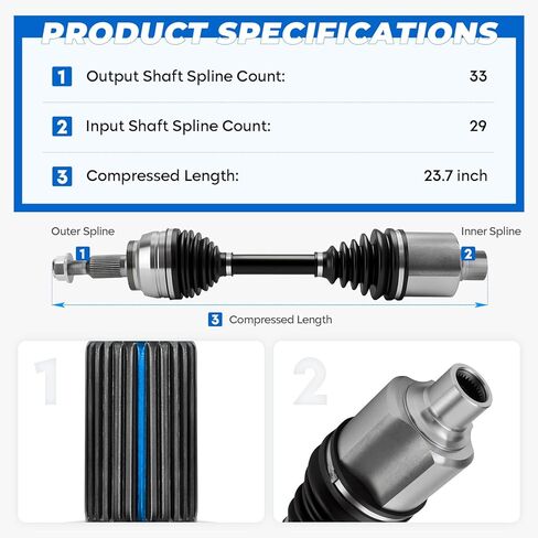 TadaMark 2PCs Front CV Axle Shaft Assembly Fits for Dodge Ram 1500 2002-2010 3.7L/4.7L/5.7L/5.9L(4WD Only, NOT for RWD), for Ram 1500 2011 3.7L/4.7L/5.7L(4WD Only, NOT for RWD), Left and Right Side in Kuwait