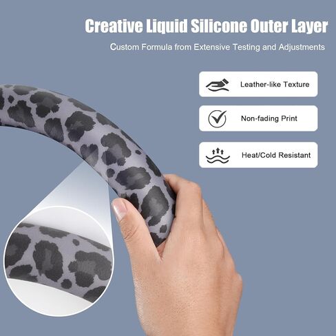 Custom Steering Wheel Cover Fit for Tesla Model Y/3, Non-Toxic, Odorless Silicone Leather with Non-Fading Leopard Print for Men Women, Cheetah Pattern Car Accessories (Black Leopard) in Saudi Arabia