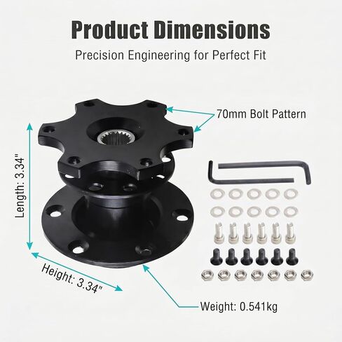 1 PC Car Quick-release Steering Wheel, 6-Hole Anti-theft Hub Adapter Kit, Heightening Plate Snap-off Boss for Racing Motorsport, Universal for Most Cars (Black) in Saudi Arabia