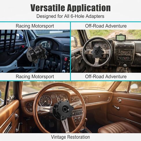 1 PC Car Quick-release Steering Wheel, 6-Hole Anti-theft Hub Adapter Kit, Heightening Plate Snap-off Boss for Racing Motorsport, Universal for Most Cars (Black) in Saudi Arabia