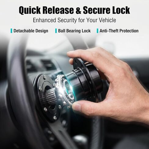1 PC Car Quick-release Steering Wheel, 6-Hole Anti-theft Hub Adapter Kit, Heightening Plate Snap-off Boss for Racing Motorsport, Universal for Most Cars (Black) in Saudi Arabia