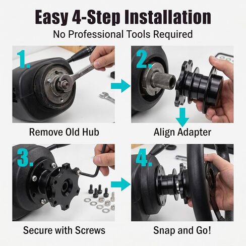 1 PC Car Quick-release Steering Wheel, 6-Hole Anti-theft Hub Adapter Kit, Heightening Plate Snap-off Boss for Racing Motorsport, Universal for Most Cars (Black) in Saudi Arabia
