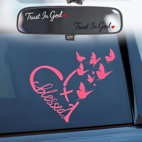 3 Pcs Christian Car Decals, Religious Car Stickers,Cross & Trust in God,Exterior Accessories for Cars, Trucks,Laptops, Rearview Mirror Window Bumper Decor, Car Accessories for Women (Holographic) in Saudi Arabia