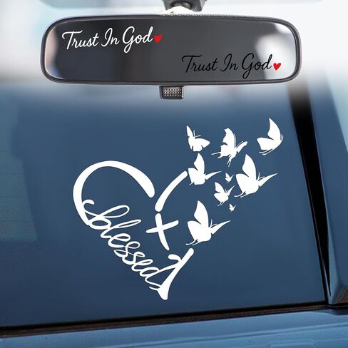 3 Pcs Christian Car Decals, Religious Car Stickers,Cross & Trust in God,Exterior Accessories for Cars, Trucks,Laptops, Rearview Mirror Window Bumper Decor, Car Accessories for Women (Holographic) in Kuwait
