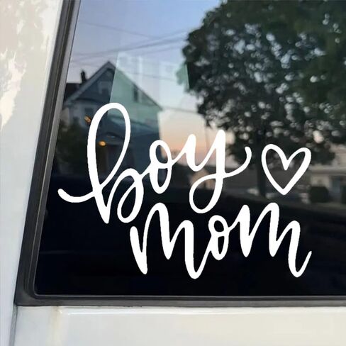 2pcs 5.91''x4.13'' Boy Mom Vinyl Car Sticker, Waterproof Self-Adhesive Decorative Decal, Suitable for Car, Motorcycle, Laptop, Window and More |CZ420 (White) in Saudi Arabia