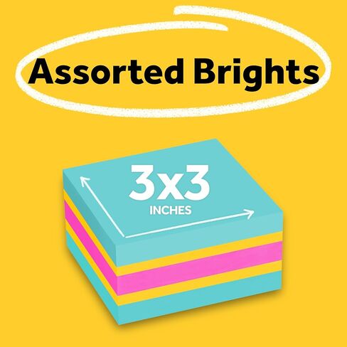 Post-it Super Sticky Notes Cube, 3 in. x 3 in., 2 Sticky Notes Pads, 720 Sheets, Bright Colors, Aqua Splash, Sunnyside, and Power Pink in Kuwait