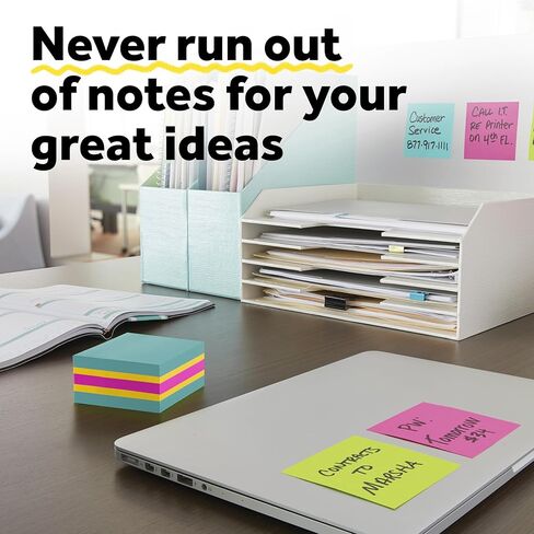 Post-it Super Sticky Notes Cube, 3 in. x 3 in., 2 Sticky Notes Pads, 720 Sheets, Bright Colors, Aqua Splash, Sunnyside, and Power Pink in Kuwait