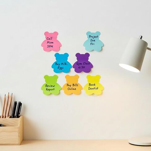 Mabor 210 Pcs Bear Sticky Notes - Cute Fun Notepads, 2.8x2.8 Inch Adhesive Memo Pads for Office School Supplies in Kuwait
