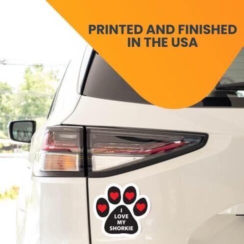 Magnet Me Up I Love My Shorkie Black Pawprint Magnet Decal, 5 Inch, Heavy Duty Automotive Magnet for Car Truck SUV in Kuwait