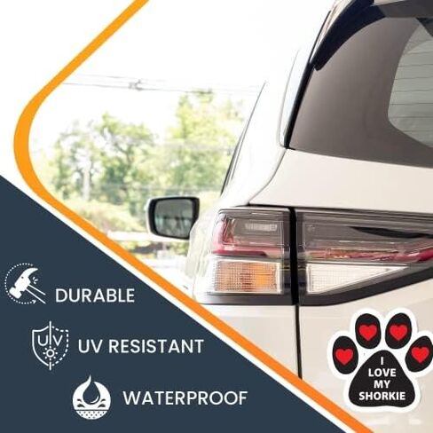 Magnet Me Up I Love My Shorkie Black Pawprint Magnet Decal, 5 Inch, Heavy Duty Automotive Magnet for Car Truck SUV in Kuwait