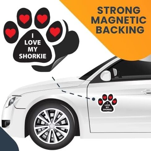 Magnet Me Up I Love My Shorkie Black Pawprint Magnet Decal, 5 Inch, Heavy Duty Automotive Magnet for Car Truck SUV in Kuwait
