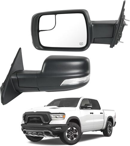 JDMSPEED Right Passenger Side Door Mirror Compatible with 2019-2025 Ram 1500 with Power Folding Heated Power Glass Turn Signal Puddle Light Blind Spot Detection Textured Black(11Pin) in Kuwait