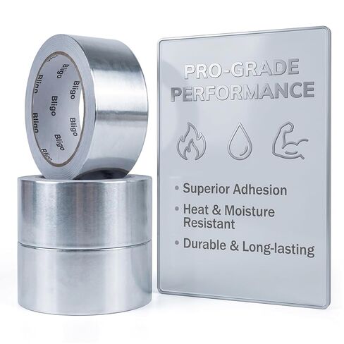 3 Pack Aluminum Foil Tape 2 Inch x 225 Feet Total, Heavy Duty Waterproof HVAC Tape, High Temperature Resistant Metal Tape for Ductwork, Dryer Vent, Pipe Insulation, Sealing & Patching in Saudi Arabia