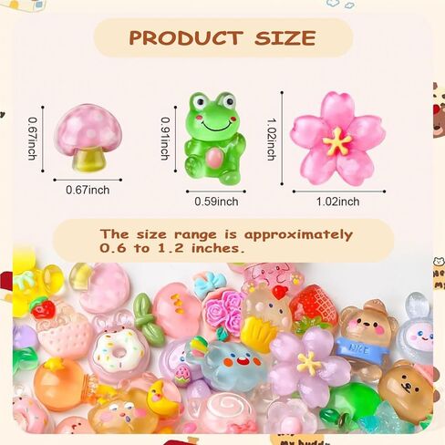 Favuit 100pcs Embellishments Cute Set, Mixed Resin Flat Back Charms Bulk Assortment Ornament Accessories for Phone Case Decor, Junk Case Crafting, Scrapbooking, Nail Art & DIY Decoration in Saudi Arabia