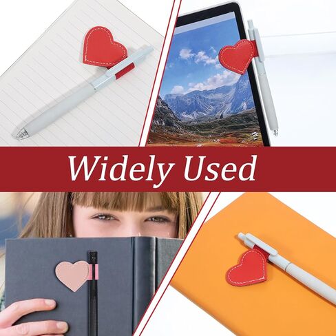 8 PCS Pen Loop Holder, PU Leather Heart Pen Holders for Notebook, Self Adhesive Elastic Pencil Holder for Pens, Diaries, Planners, Journals and Notebooks in Saudi Arabia