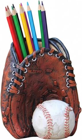 Baseball Glove Pen Holder Resin Office, Man Cave, or Bedroom Desk Organizer for Boys Dad Baseball Coaches Fans (Brown) in Kuwait