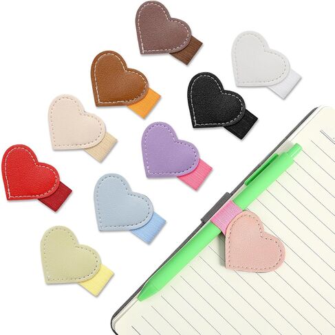10Pcs Pen Loop Heart Self-Adhesive Pens Loop Holder for Notebook Pen Holder Leather Elastic Pencil Holders for Journals Desks Planners Calendars Office in Saudi Arabia