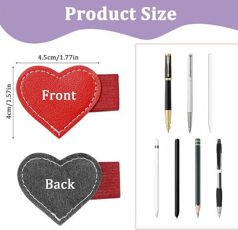 10Pcs Pen Loop Heart Self-Adhesive Pens Loop Holder for Notebook Pen Holder Leather Elastic Pencil Holders for Journals Desks Planners Calendars Office in Saudi Arabia