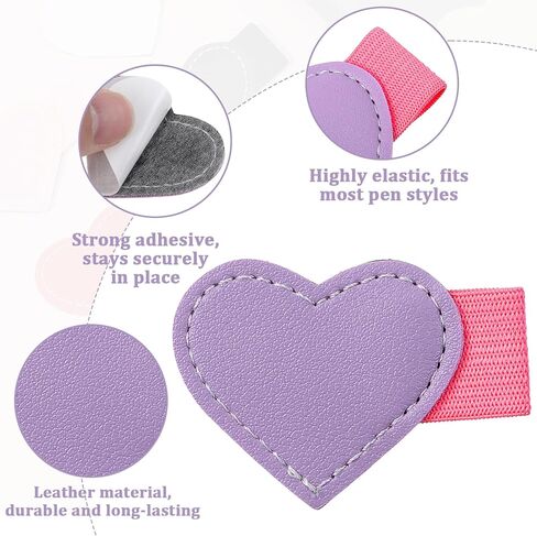 10Pcs Pen Loop Heart Self-Adhesive Pens Loop Holder for Notebook Pen Holder Leather Elastic Pencil Holders for Journals Desks Planners Calendars Office in Saudi Arabia