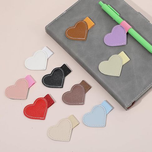 10Pcs Pen Loop Heart Self-Adhesive Pens Loop Holder for Notebook Pen Holder Leather Elastic Pencil Holders for Journals Desks Planners Calendars Office in Saudi Arabia
