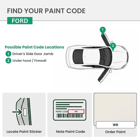 دهانات ERA - WB - أداء أبيض لطلاء FORD الدقيق OEM المطابق لطلاء السيارات - إصلاح الخدوش والرقائق للمعادن والبلاستيك - مجموعة أساسية - صنع في الولايات المتحدة الأمريكية in Kuwait